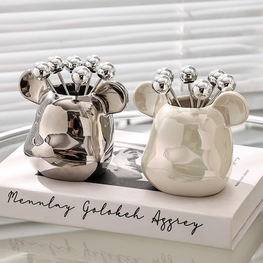 Personalized Bear Fruit Fork Ceramic Storage Jar