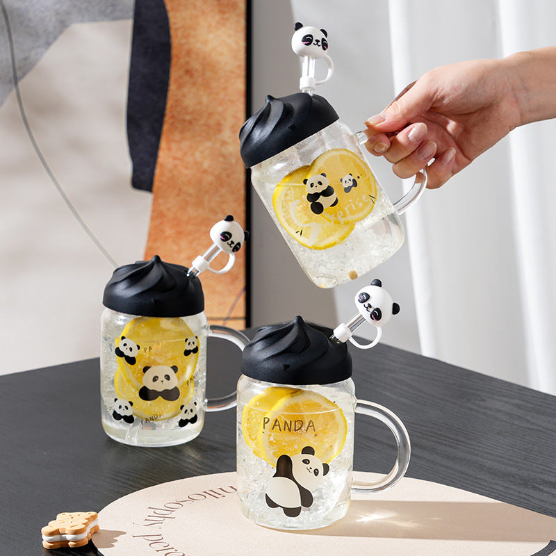 Panda glass sippy cup