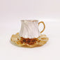 Simple marble pattern ceramic coffee cup and saucer set