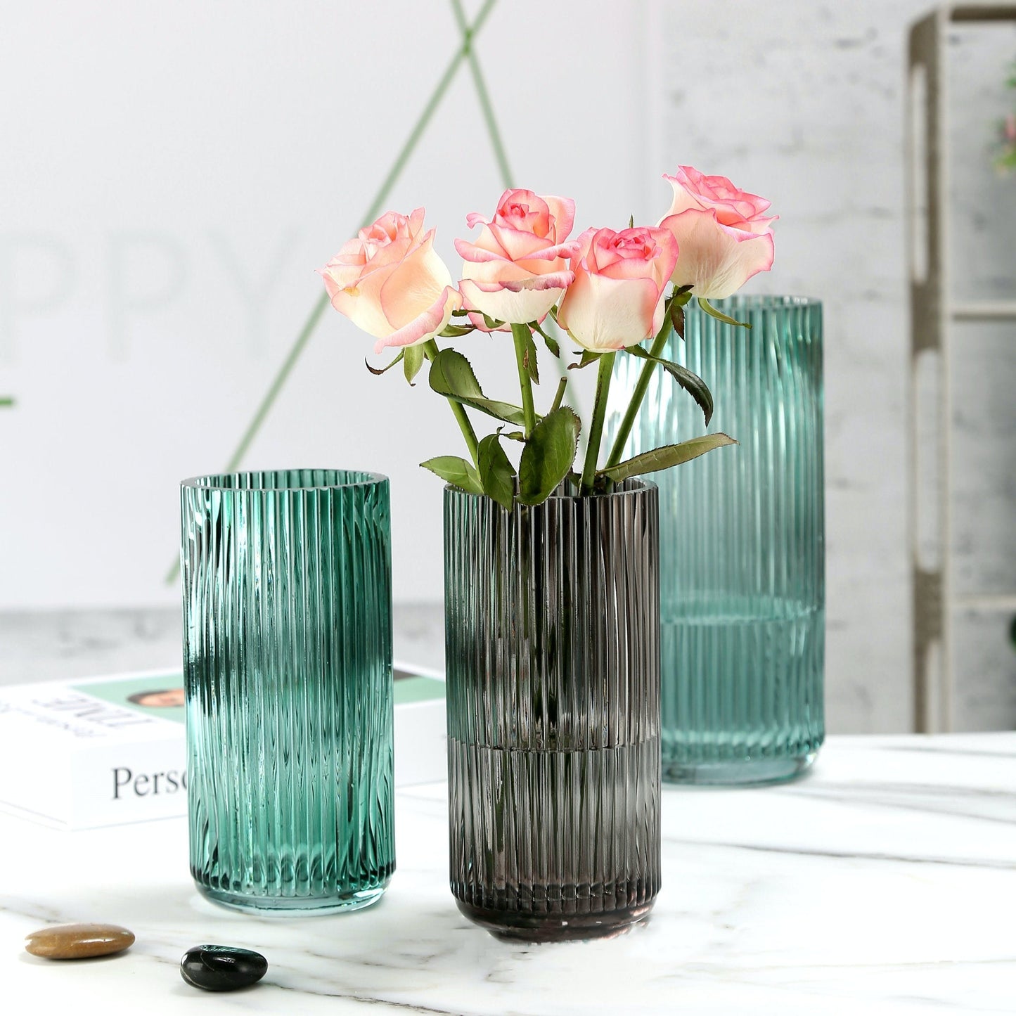 Roman column glass vase