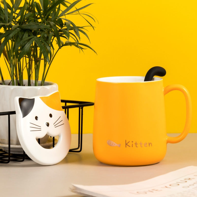 Cartoon cat ceramic mug