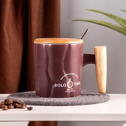 Creative convex and concave handle stone cup