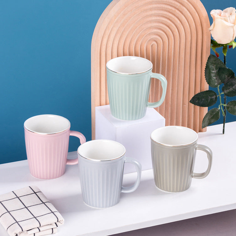 Minimally striped ceramic cup