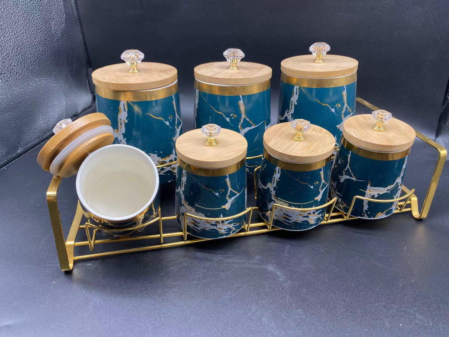 Sealed jar ceramic 7-piece storage jar set