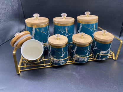 Sealed jar ceramic 7-piece storage jar set