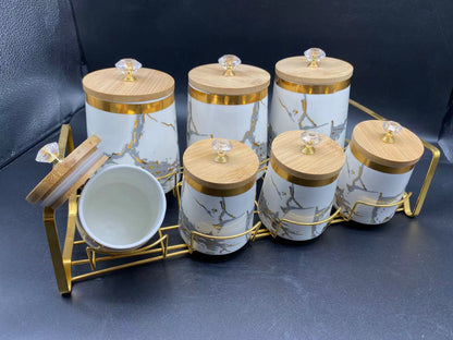 Sealed jar ceramic 7-piece storage jar set