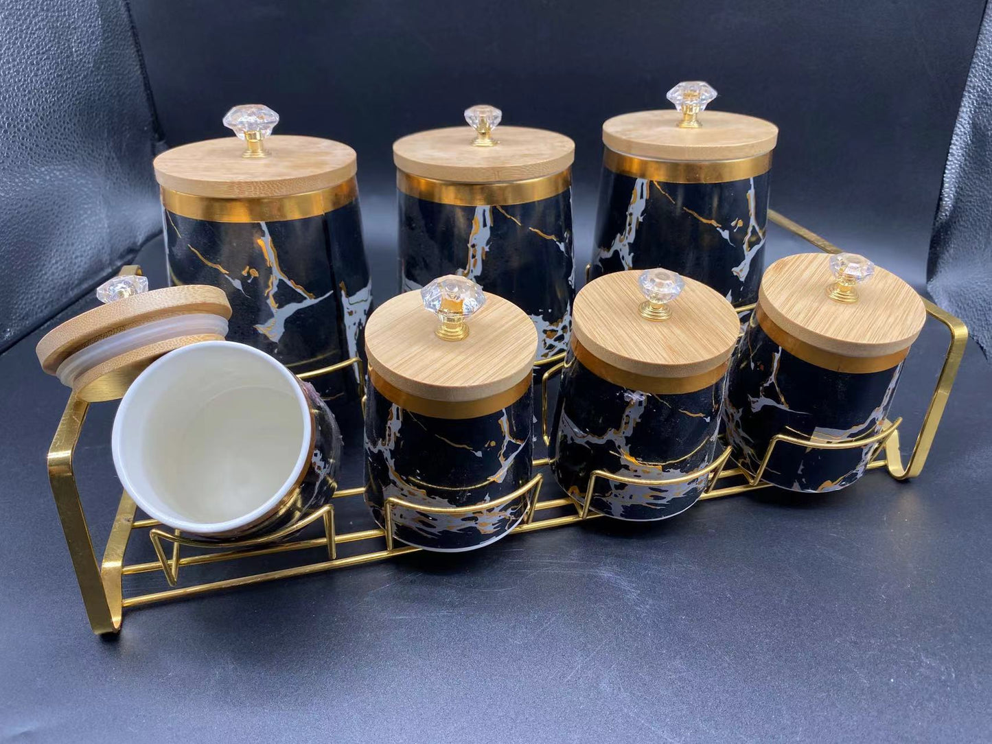 Sealed jar ceramic 7-piece storage jar set