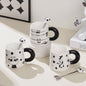 Big Handle Cartoon Panda Ceramic Mug with Spoon